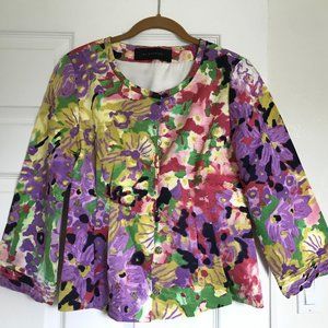 Elie Tahari Purple Yellow Black Label Peeplum Jacket Blazer